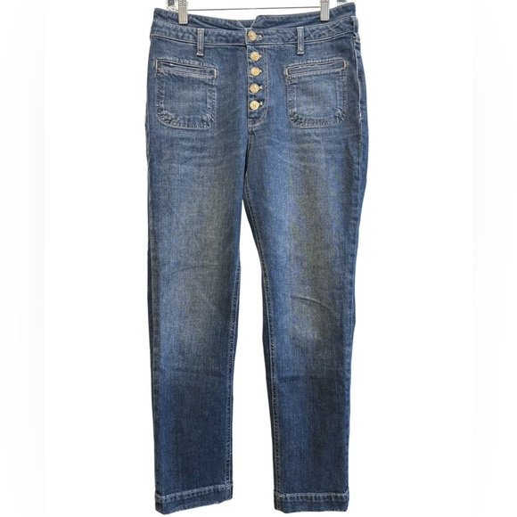 Pilcro and the Letterpress Utility High-Rise Slim Straight Button Fly Jeans - Picture 6 of 10